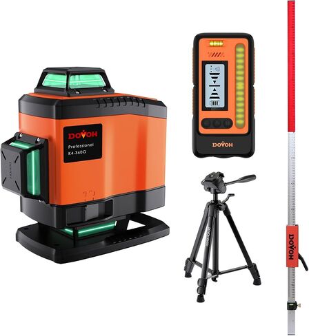 DOVOH 4x360 مستوى الليزر الذاتي التسوية مع جهاز الاستقبال، ترايبود، قضيب الصف، الفئة الثانية in Kuwait