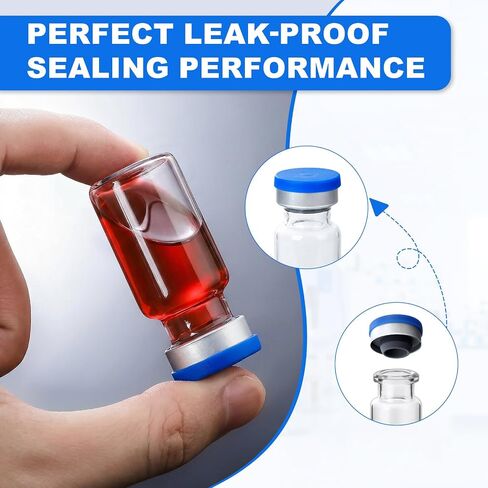 10mL Borosilicate Sample Vials, 200pcs with Rubber Stoppers & Aluminum Crimp Caps, Heat Resistant Sample Storage Bottles for Laboratory and Research Use in Kuwait