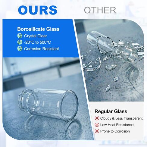 10mL Borosilicate Sample Vials, 200pcs with Rubber Stoppers & Aluminum Crimp Caps, Heat Resistant Sample Storage Bottles for Laboratory and Research Use in Kuwait