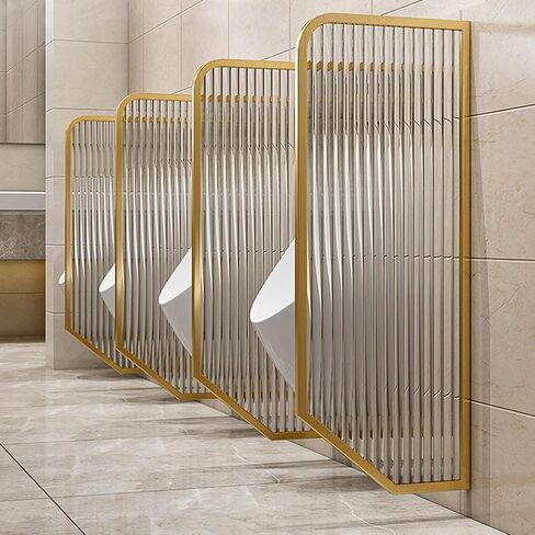 شاشة خصوصية للمبولة مثبتة على الحائط - حاجز زجاجي حديث لحمام الرجال، تصميم بسيط، مثالي للمدارس والفنادق - أسود، سهل التركيب، ذهبي-3pcs in Kuwait