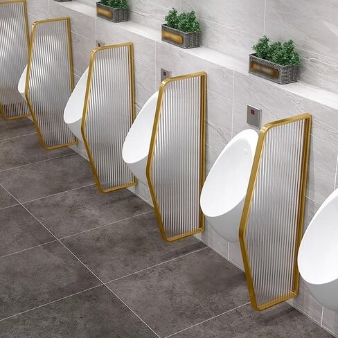 Toilet Protection Divider, Urinal Privacy Partition, Stainless Steel Wall Mounted Bathroom Screen for Public Spaces, 42 x 110 cm - Ideal for Schools, Malls, and Rest,Gold-2Pcs in Kuwait