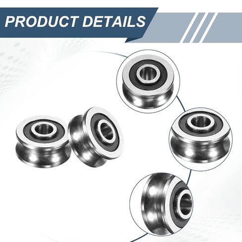 PATIKIL 4 Pcs U Groove Bearings, 4x13x6mm Rail Ball Bearings Groove Guide Pulley Bearing Steel Replacement for Rail Track Linear Motion System Printing Project ABEC1 in Kuwait