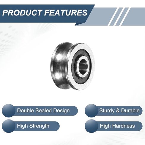 PATIKIL 4 Pcs U Groove Bearings, 4x13x6mm Rail Ball Bearings Groove Guide Pulley Bearing Steel Replacement for Rail Track Linear Motion System Printing Project ABEC1 in Kuwait