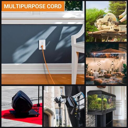 Outdoor Extension Cord Waterproof 100 FT, Orange 16/3 SJTW Heavy Duty, Flexible 100% Copper 3 Prong Extension Cord for Lawn, Garage,UL Listed in Kuwait