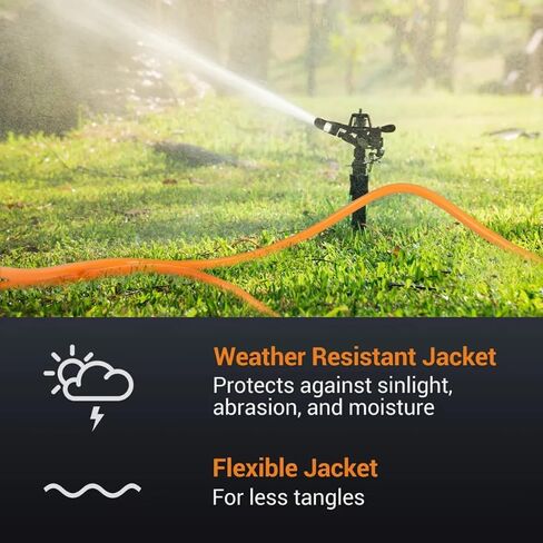 Outdoor Extension Cord Waterproof 100 FT, Orange 16/3 SJTW Heavy Duty, Flexible 100% Copper 3 Prong Extension Cord for Lawn, Garage,UL Listed in Kuwait