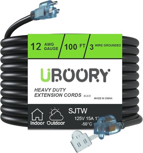 Outdoor Extension Cord Waterproof 100 FT, Orange 16/3 SJTW Heavy Duty, Flexible 100% Copper 3 Prong Extension Cord for Lawn, Garage,UL Listed in Kuwait