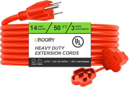 Outdoor Extension Cord Waterproof 100 FT, Orange 16/3 SJTW Heavy Duty, Flexible 100% Copper 3 Prong Extension Cord for Lawn, Garage,UL Listed in Kuwait