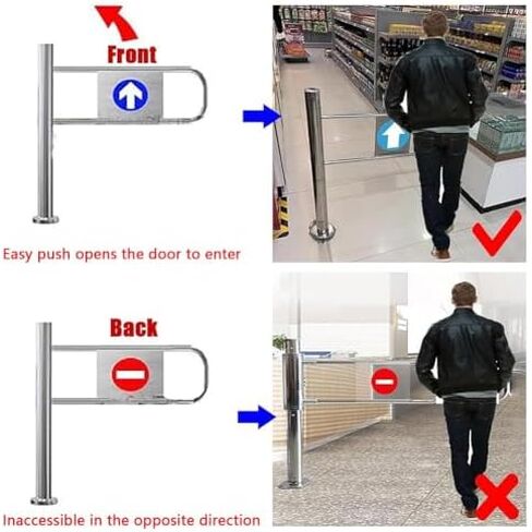 One-Way Traffic Door，Automatic Rebound Swing GateDurable Manual Safety Gate for Supermarkets, Automatic Closing Metal Door for Store Entry, Library & School Doorway (65x100cm) - Secure & Rel in Kuwait