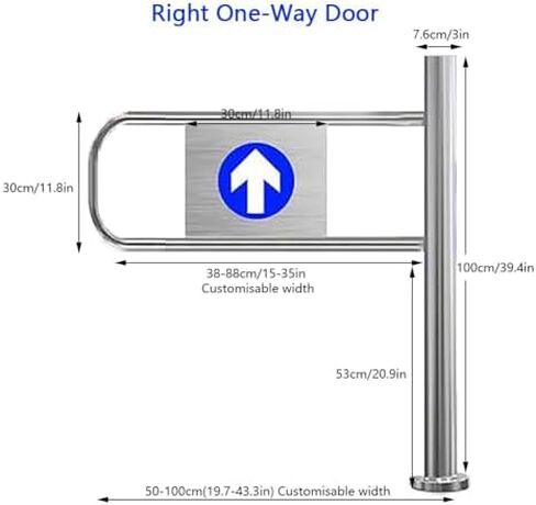 One-Way Traffic Door，Automatic Rebound Swing GateDurable Manual Safety Gate for Supermarkets, Automatic Closing Metal Door for Store Entry, Library & School Doorway (65x100cm) - Secure & Rel in Kuwait