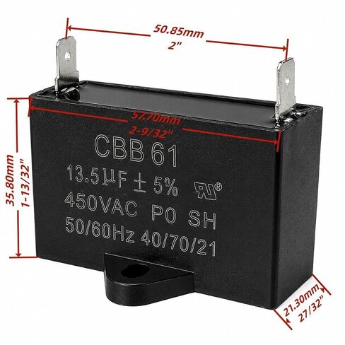 Generator Capacitor 450VAC 13.5uF 13.5μf 50/60Hz CBB61 40/70/21 SH UL Listed in Kuwait