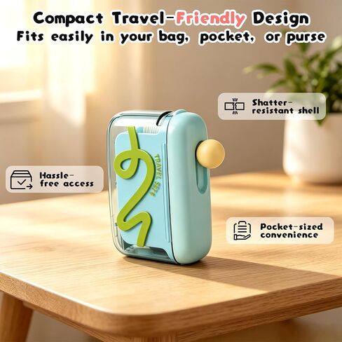 2PCS Automatic Pop-Up Floss Dispenser, Portable Floss Pick Dispenser with 20 Refills, Travel Oral Care Case for Home and On-the-Go Use (Green and Pink) in Kuwait