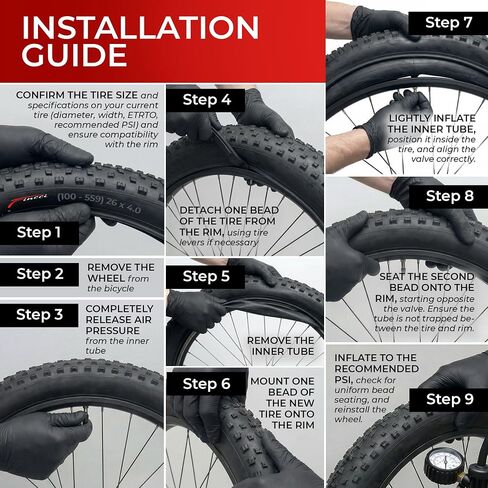 Finci Pair 26x4.0 Fat Bike Tires with 2X Inner Tubes SV - Foldable 26 inch Tires with Antipuncture 3 mm,100-559, Fat Tyre for Mountain, Hybrid, Dirt Bikes, Street Tires for Ebike, 30 TPI in Kuwait