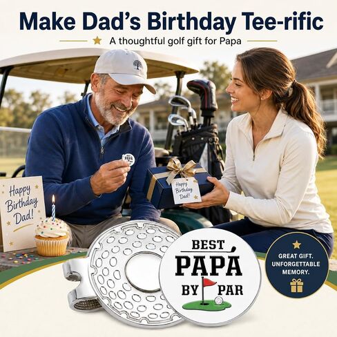 Magnetic Golf Daddy Ball Marker, Best Papa by Par Golfs Ball Marker Hat Clip Funny Golf Accessories Gift for Men New Dad Daddy Grandpa for Birthday Retirement Gifts from Daughter, Son, Grandkids, Wife in Saudi Arabia