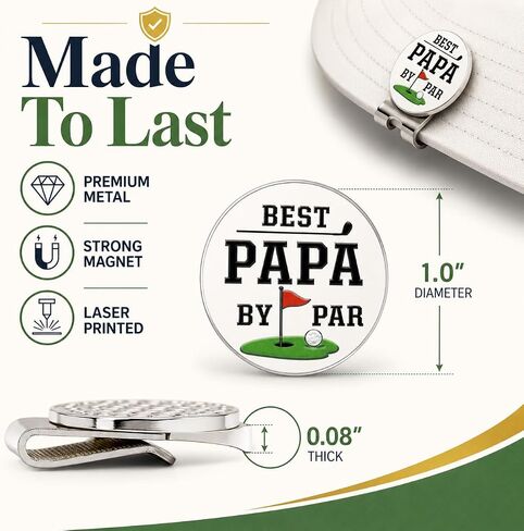 Magnetic Golf Daddy Ball Marker, Best Papa by Par Golfs Ball Marker Hat Clip Funny Golf Accessories Gift for Men New Dad Daddy Grandpa for Birthday Retirement Gifts from Daughter, Son, Grandkids, Wife in Saudi Arabia