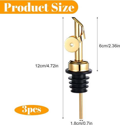 3PCS Olive Oil Dispenser Spout, Stainless Steel Liquor Pour Spout with Flip Lid, Bottle Pourers for Wine Bottles, Oil Bottles, Vinegar, Syrup and Other Liquid Bottles, Gold in Kuwait