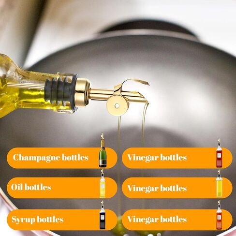3PCS Olive Oil Dispenser Spout, Stainless Steel Liquor Pour Spout with Flip Lid, Bottle Pourers for Wine Bottles, Oil Bottles, Vinegar, Syrup and Other Liquid Bottles, Gold in Kuwait