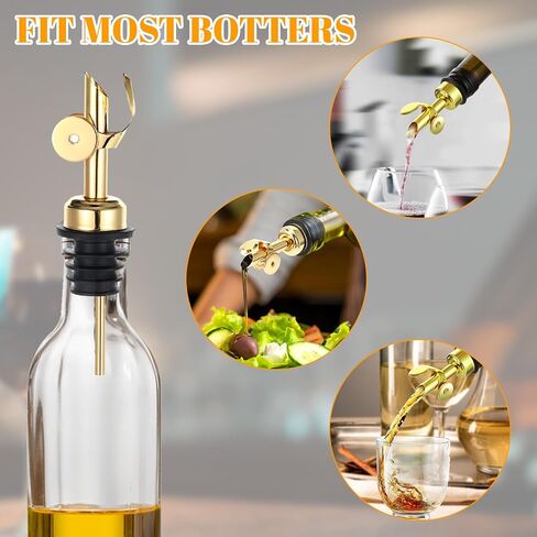3PCS Olive Oil Dispenser Spout, Stainless Steel Liquor Pour Spout with Flip Lid, Bottle Pourers for Wine Bottles, Oil Bottles, Vinegar, Syrup and Other Liquid Bottles, Gold in Kuwait