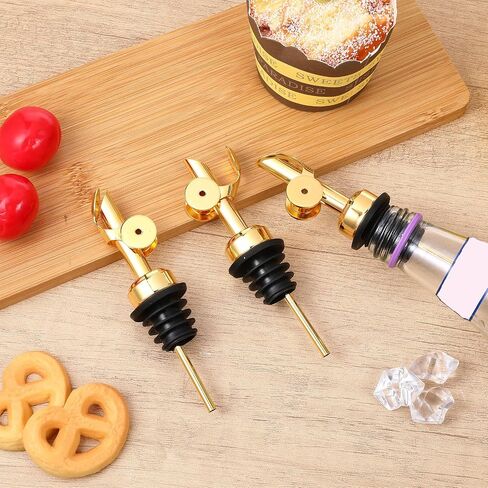 3PCS Olive Oil Dispenser Spout, Stainless Steel Liquor Pour Spout with Flip Lid, Bottle Pourers for Wine Bottles, Oil Bottles, Vinegar, Syrup and Other Liquid Bottles, Gold in Kuwait