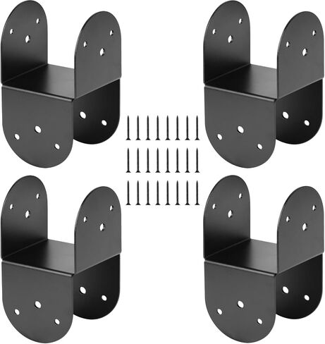 4 PCS 4x4 Post Caps Bracket,Heavy Duty Top Tie Bracket | For Connecting Beam to Post,14 Gauge Post Anchor Connector,Internal Size 3-1/2" in Kuwait