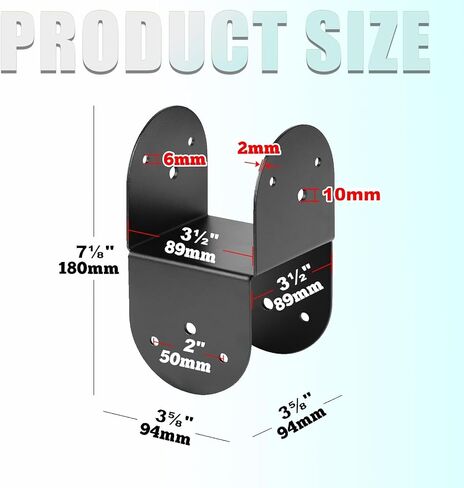 4 PCS 4x4 Post Caps Bracket,Heavy Duty Top Tie Bracket | For Connecting Beam to Post,14 Gauge Post Anchor Connector,Internal Size 3-1/2" in Kuwait