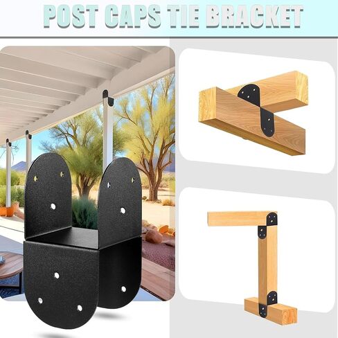 4 PCS 4x4 Post Caps Bracket,Heavy Duty Top Tie Bracket | For Connecting Beam to Post,14 Gauge Post Anchor Connector,Internal Size 3-1/2" in Kuwait