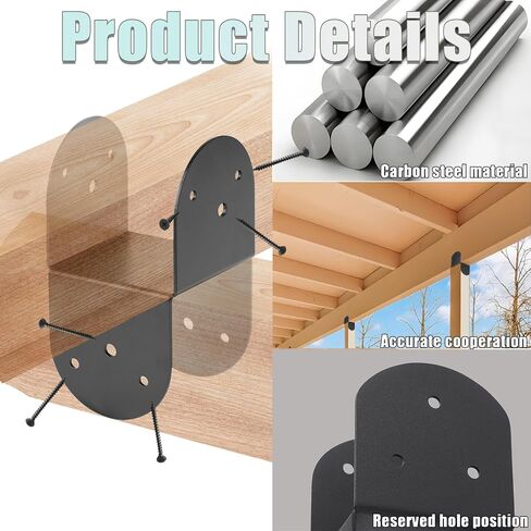 4 PCS 4x4 Post Caps Bracket,Heavy Duty Top Tie Bracket | For Connecting Beam to Post,14 Gauge Post Anchor Connector,Internal Size 3-1/2" in Kuwait