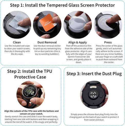 12 Pack All-Around Protective Kit Compatible with Garmin Forerunner 165 | Including 4 Pack TPU Protective Case, 4 Pack Screen Protector and 4 Dust Plugs, Compatible with Garmin Forerunner 165 in Kuwait