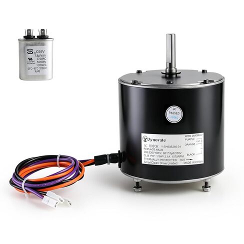 68J24 Condenser Fan Motor, 1/3 HP 1075 RPM Condenser Fan Motor Replaces for Lennox 68J2401, 97M62, 69W96, 100483-29, 100483-01, K55HXGCE-8094, 208-230V 2.1A 60HZ, with 7.5μF Capacitor, 5-Year Warranty in Kuwait