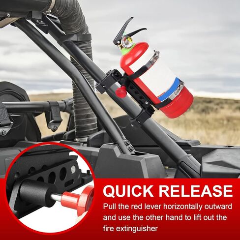 Quick Release Roll Bar Fire Extinguisher Mount Holder Bracket Kits Compatible with for UTV Polaris RZR Pioneer Can Am Maverick X3 Commander Talon ATV Jeep Wrangler with 1''-2'' Roll Cage in Kuwait