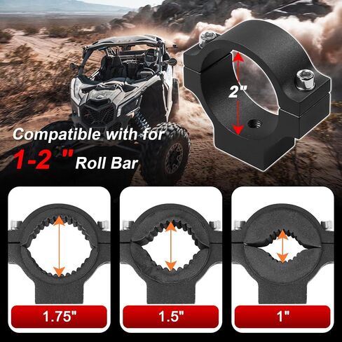 Quick Release Roll Bar Fire Extinguisher Mount Holder Bracket Kits Compatible with for UTV Polaris RZR Pioneer Can Am Maverick X3 Commander Talon ATV Jeep Wrangler with 1''-2'' Roll Cage in Kuwait
