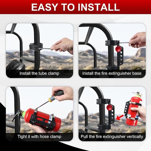 Quick Release Roll Bar Fire Extinguisher Mount Holder Bracket Kits Compatible with for UTV Polaris RZR Pioneer Can Am Maverick X3 Commander Talon ATV Jeep Wrangler with 1''-2'' Roll Cage in Kuwait