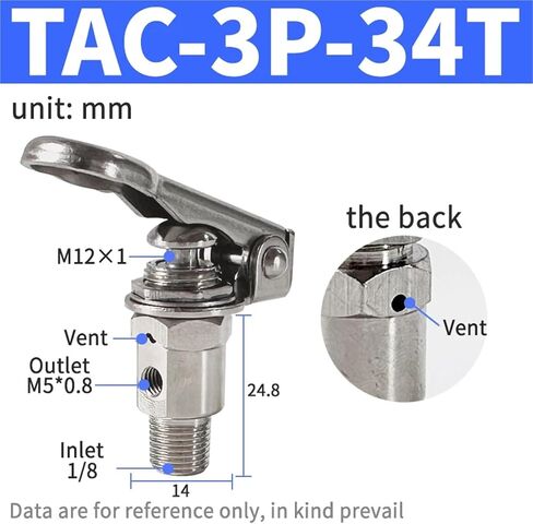 Air Pneumatic Mechanical Valve 2 Position 5 Way Toggle Button Switch TAC2-41V 31V 41P 31P 41PP TAC-4V 4P 3P 3V TV-3S(TAC-3P-34T) in Kuwait