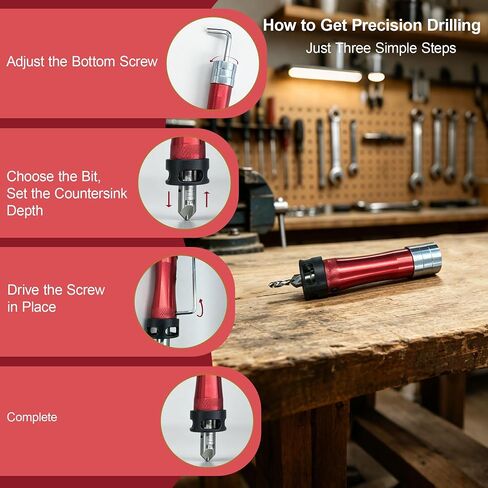 10 PCS Countersink Drill Bit Set – 82° Countersink Drill Bit and Adjustable Depth Stop Collar,4 Pcs 5/16", 2/5" Dual-Blade HSS Bits for Wood, Aluminum, Plastic, MDF, and Deck Installation in Kuwait