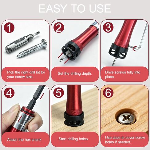10 PCS Countersink Drill Bit Set – 82° Countersink Drill Bit and Adjustable Depth Stop Collar,4 Pcs 5/16", 2/5" Dual-Blade HSS Bits for Wood, Aluminum, Plastic, MDF, and Deck Installation in Kuwait