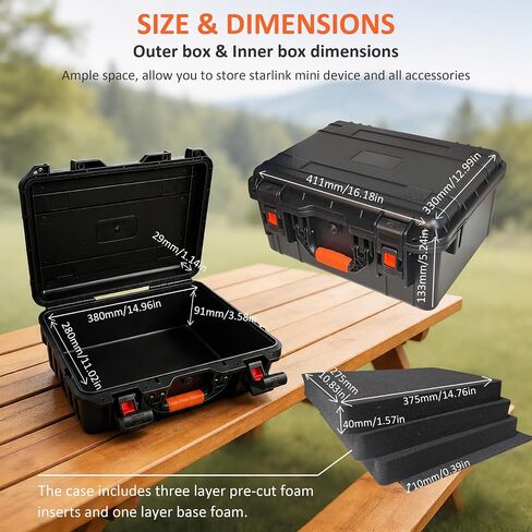 for Starlink Mini Case, Portable Hard Case with DIY Cutting Foam Fit for Star Link Mini Dish, Waterproof Shockproof for Starlink Accessories, Ideal for Travel Outdoor RV Camping Adventure in Kuwait