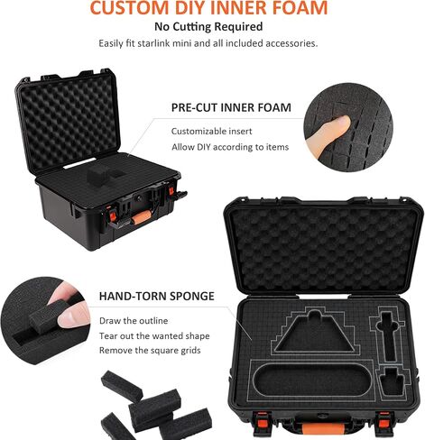 for Starlink Mini Case, Portable Hard Case with DIY Cutting Foam Fit for Star Link Mini Dish, Waterproof Shockproof for Starlink Accessories, Ideal for Travel Outdoor RV Camping Adventure in Kuwait