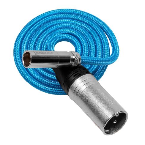 كوندور بلو | 3FT ميني XLR ذكر إلى XLR ذكر أزرق مضفر | متينة للغاية، ومضفرة من النايلون مع موصلات معززة | قم بتوصيل ميكروفون أو جهاز مزج الصوت بالكاميرا الخاصة بك | أزرق in Kuwait