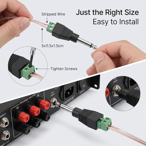 Skrfren 1/4 بوصة Jack TS Male Mono 6.3mm قابس الهاتف السائبة لكابلات مكبر الصوت كابلات الجيتار كابل الميكروفون (خالي من اللحام، أخضر 4 قطع) in Kuwait