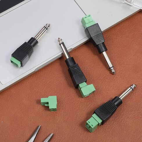 Skrfren 1/4 بوصة Jack TS Male Mono 6.3mm قابس الهاتف السائبة لكابلات مكبر الصوت كابلات الجيتار كابل الميكروفون (خالي من اللحام، أخضر 4 قطع) in Kuwait