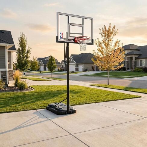Lifetime NBA Portable Basketball Hoop, 54 Inch Steel-Framed Shatterproof Backboard, Adjustable Height 7.5-10 Ft, Power Lift Adjust, Base with Wheels, Slam-It Pro Rim in Kuwait