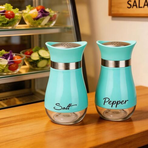 مجموعة هزازات الملح والفلفل مجموعة شاكر الملح الزجاجي وحاويات الفلفل Saleros Para Cocina Elegantes Salero حاويات المطبخ الكبيرة لموزع الملح للأملاح وتوابل الفلفل المطحون، سهلة التعبئة in Kuwait