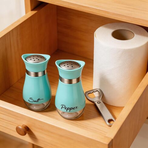 مجموعة هزازات الملح والفلفل مجموعة شاكر الملح الزجاجي وحاويات الفلفل Saleros Para Cocina Elegantes Salero حاويات المطبخ الكبيرة لموزع الملح للأملاح وتوابل الفلفل المطحون، سهلة التعبئة in Kuwait