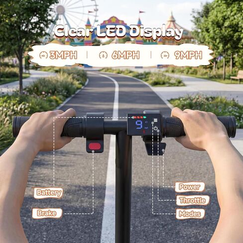 Electric Scooter for Big Kids & Teens, 250W Motor Escooter, 3 Speed 9 Mph Max Speed, 6.5" Solid Tire, Dual Braking, LED Display, Lightweight Foldable E Scooter for Ages 6-15 Boys Girls in Kuwait