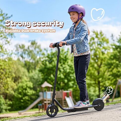 Electric Scooter for Big Kids & Teens, 250W Motor Escooter, 3 Speed 9 Mph Max Speed, 6.5" Solid Tire, Dual Braking, LED Display, Lightweight Foldable E Scooter for Ages 6-15 Boys Girls in Kuwait