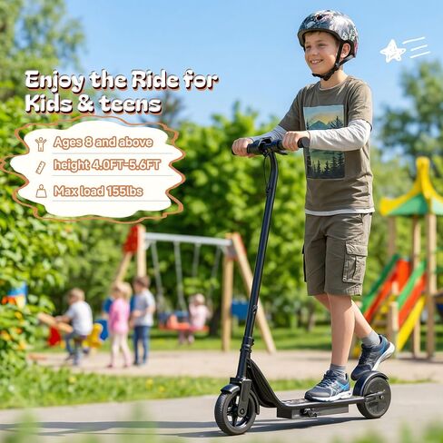 Electric Scooter for Big Kids & Teens, 250W Motor Escooter, 3 Speed 9 Mph Max Speed, 6.5" Solid Tire, Dual Braking, LED Display, Lightweight Foldable E Scooter for Ages 6-15 Boys Girls in Kuwait