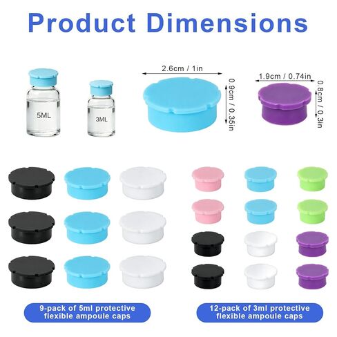 21pcs 3ml & 5ml Peptide Vial Caps, Multi Color-Coded Leak Proof Protective Lids Covers for Laboratory DIY and Home Storage Organization Supplies Snap On Dust Proof Vial Seals Accessories in Kuwait