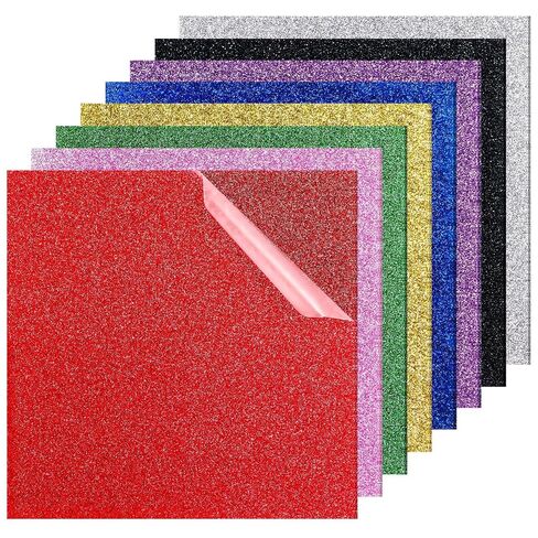 8 PCS Glitter Acrylic Sheets, Cast Opaque Acrylic Panels 8 x 8 in, 1/8 in Thick 3 mm Board, CO2 Laser Cutting Engraving Blanks, Protective Film, Sign Making Crafts Decor, Maker Projects in Kuwait