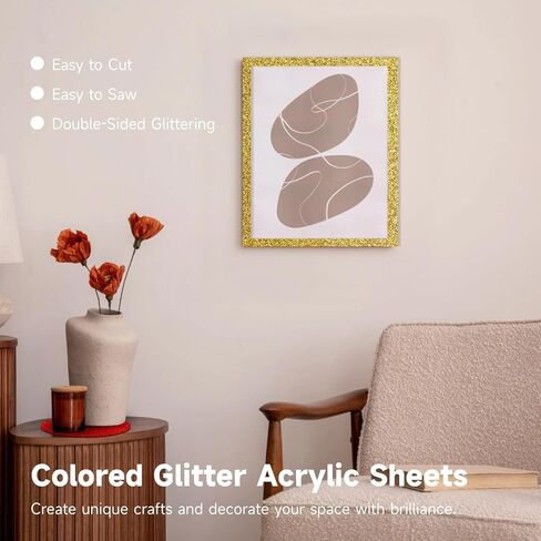 8 PCS Glitter Acrylic Sheets, Cast Opaque Acrylic Panels 8 x 8 in, 1/8 in Thick 3 mm Board, CO2 Laser Cutting Engraving Blanks, Protective Film, Sign Making Crafts Decor, Maker Projects in Kuwait