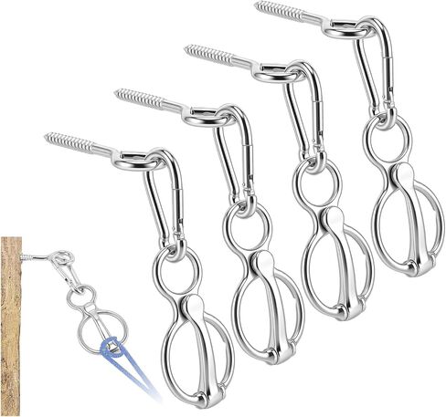Horse Tie Ring, 4 PCS for Horses, Stainless Steel Horse Cross Ties with Magnetic Lock Quick Snap & Eye Bolt, Prevents Pull Back Tie Ring for Horses Indoor and Outdoor in Kuwait