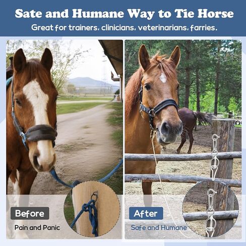 Horse Tie Ring, 4 PCS for Horses, Stainless Steel Horse Cross Ties with Magnetic Lock Quick Snap & Eye Bolt, Prevents Pull Back Tie Ring for Horses Indoor and Outdoor in Kuwait